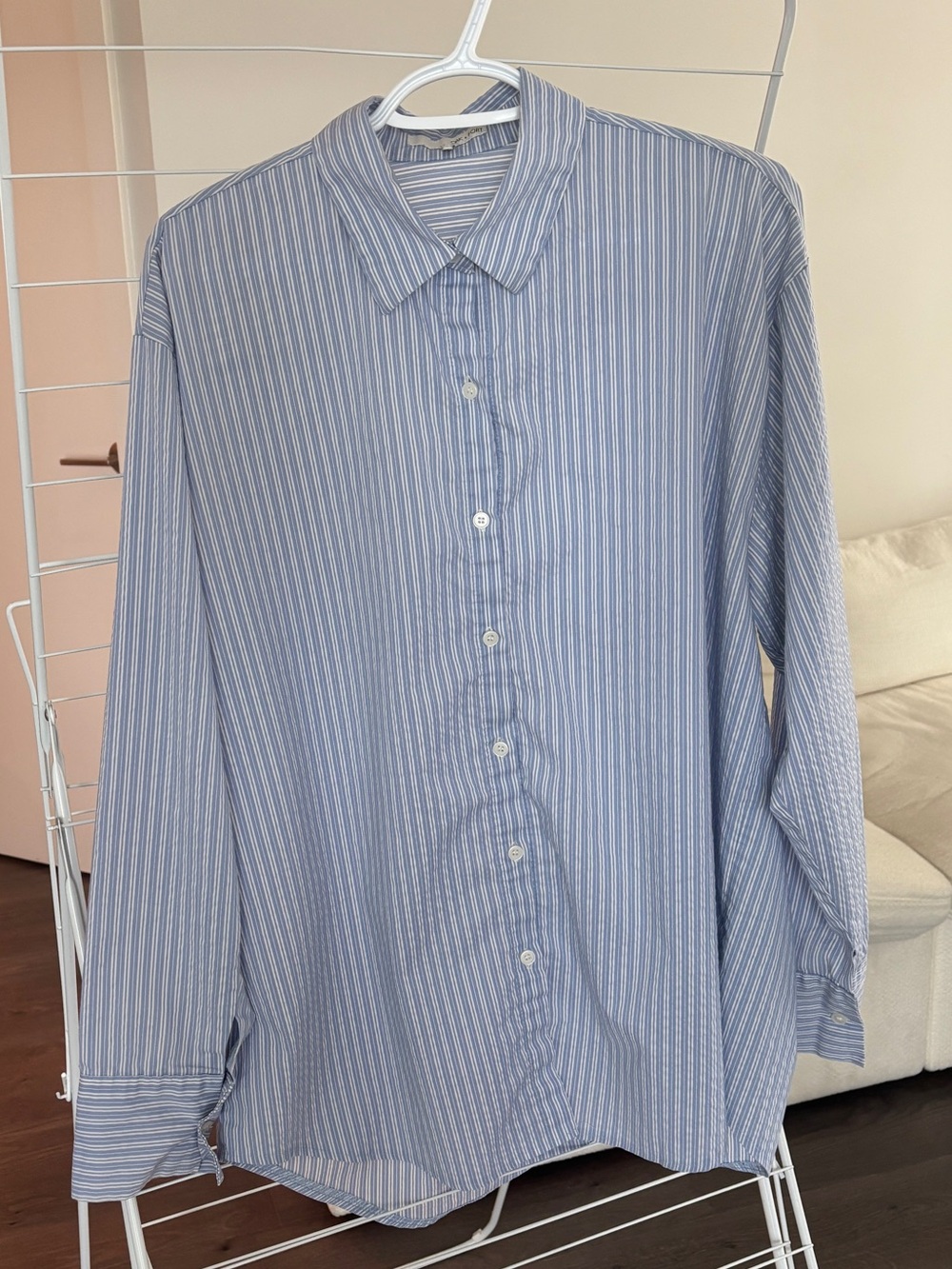OAK + FORT Seersucker Striped Oversized Button-Up Shirt